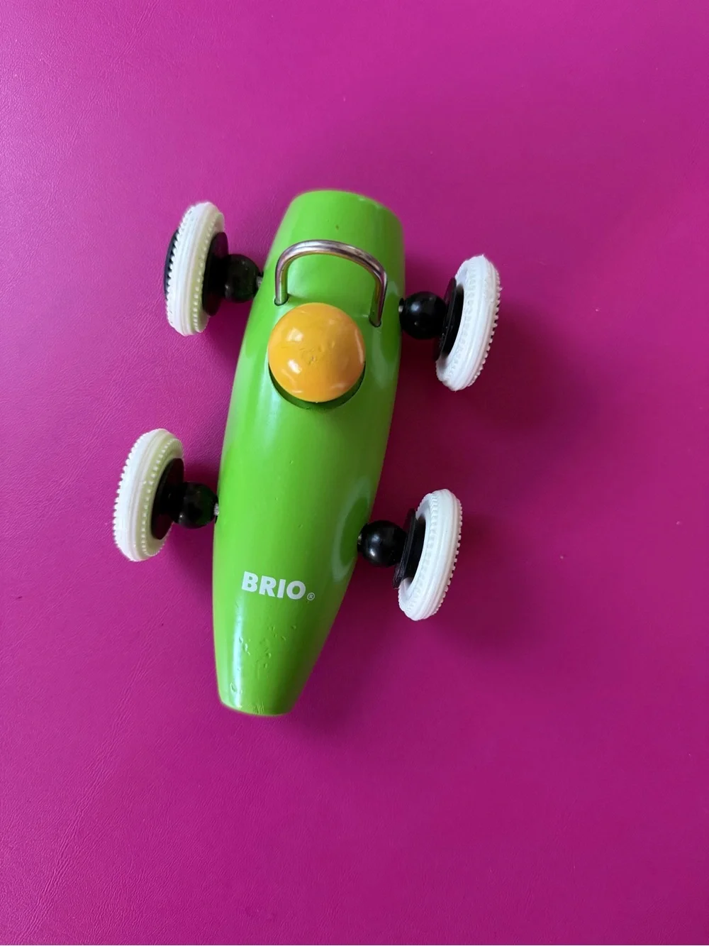 Brio Racecar Wooden Toddler Toy Preschool Kids Lime Green Wood Car Rubber Wheels